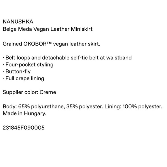 Nanushka beige Meda Vegan Leather Miniskirt Sz L New With Tags - Picture 10 of 11